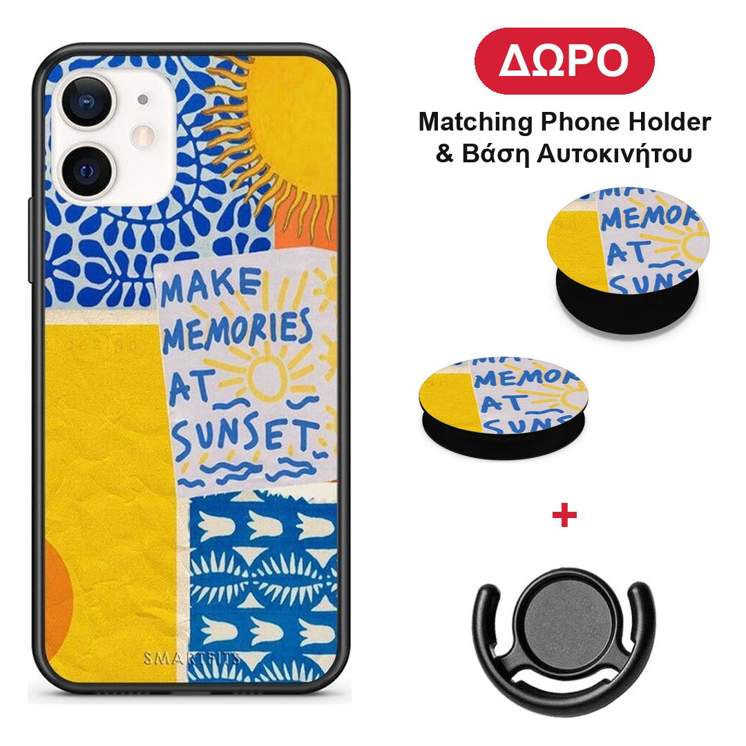 Sunset Memories - iPhone 12 Mini θήκη + Δώρο Phone Holder & Βάση Αυτοκινήτου