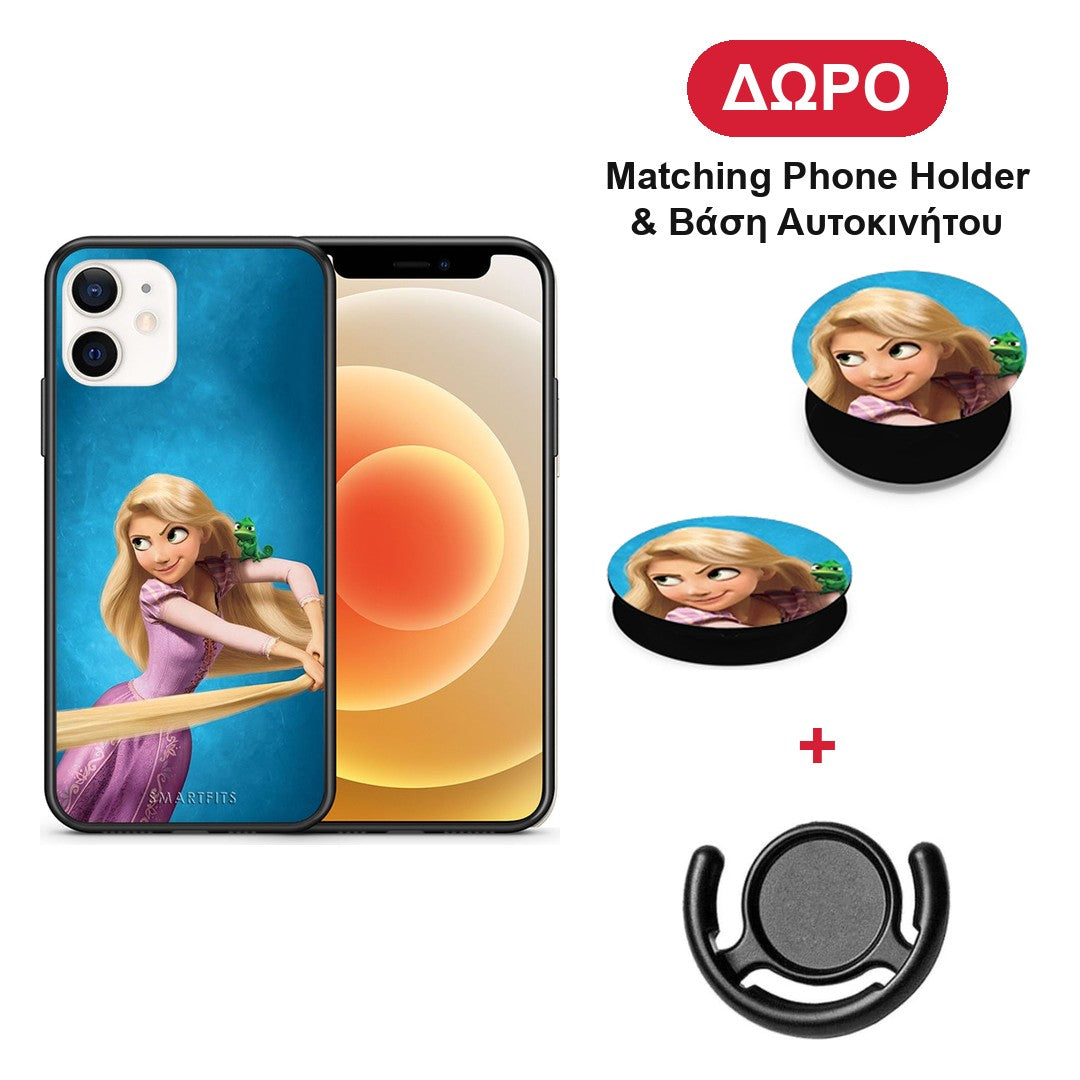 Tangled 2 - iPhone 12 Mini θήκη + Δώρο Phone Holder & Βάση Αυτοκινήτου