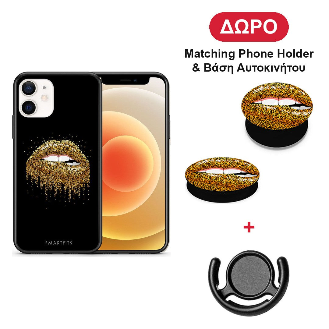 Valentine Golden - iPhone 12 Mini θήκη + Δώρο Phone Holder & Βάση Αυτοκινήτου