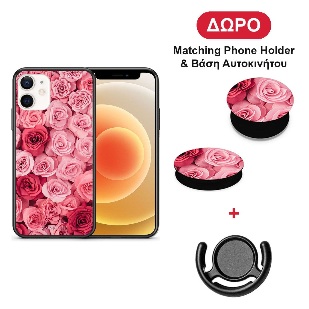 Valentine RoseGarden - iPhone 12 Mini θήκη + Δώρο Phone Holder & Βάση Αυτοκινήτου