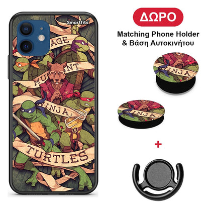 Ninja Turtles - iPhone 12 θήκη + Δώρο Phone Holder & Βάση Αυτοκινήτου