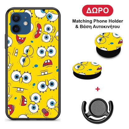 PopArt Sponge - iPhone 12 θήκη + Δώρο Phone Holder & Βάση Αυτοκινήτου