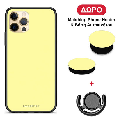 Butter Yellow - iPhone 12 Pro θήκη + Δώρο Phone Holder & Βάση Αυτοκινήτου