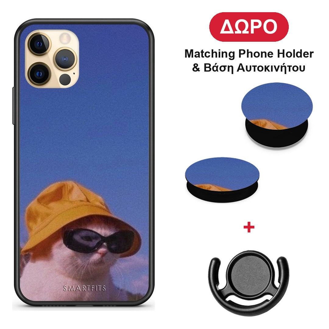 Cat Diva - iPhone 12 Pro θήκη + Δώρο Phone Holder & Βάση Αυτοκινήτου