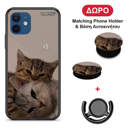 Cats In Love - iPhone 12 Pro θήκη + Δώρο Phone Holder & Βάση Αυτοκινήτου