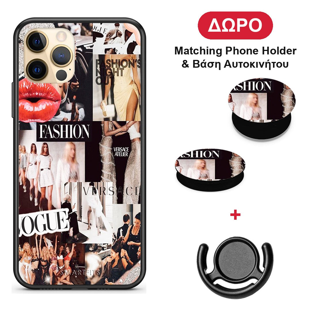 Collage Fashion - iPhone 12 Pro θήκη + Δώρο Phone Holder & Βάση Αυτοκινήτου