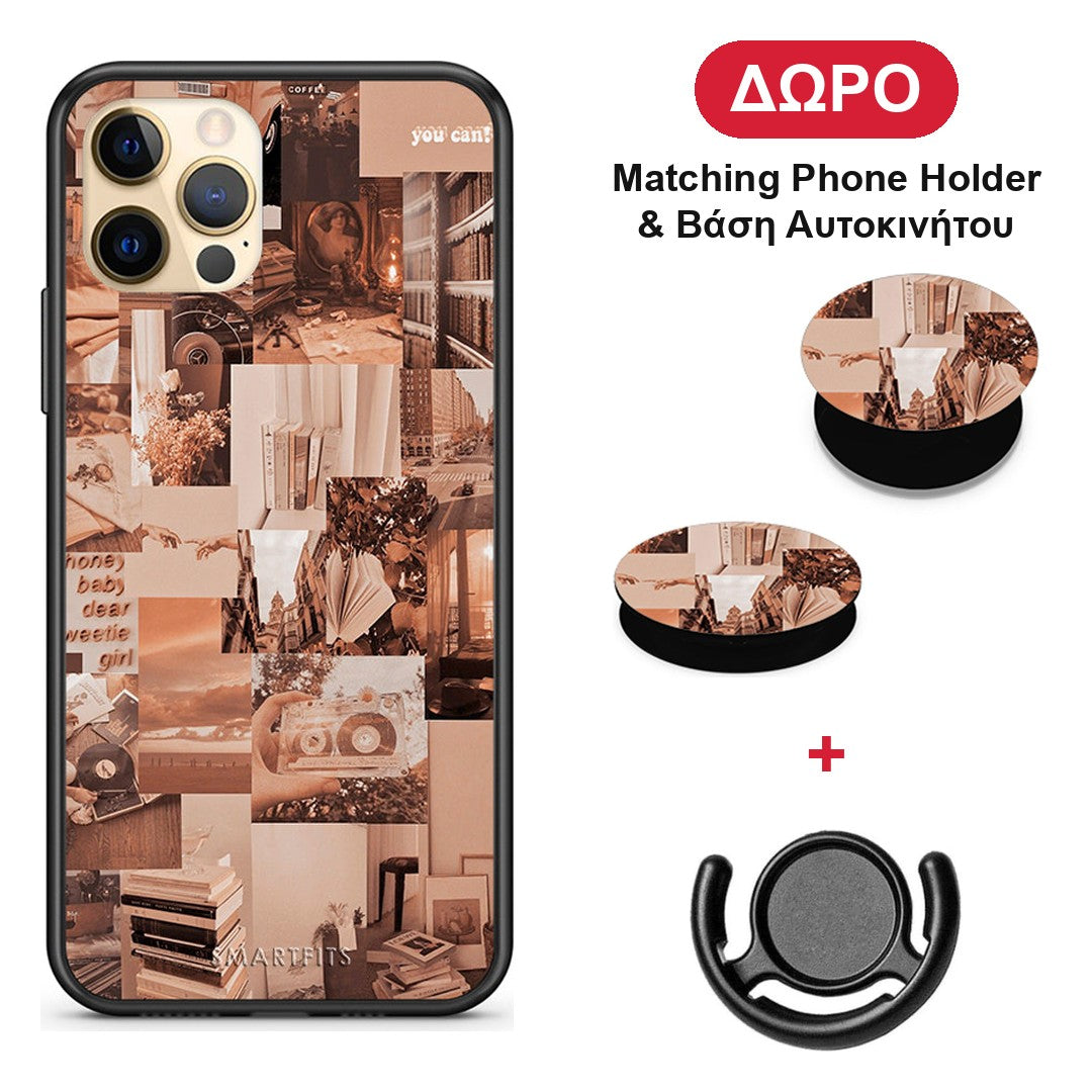 Collage You Can - iPhone 12 Pro θήκη + Δώρο Phone Holder & Βάση Αυτοκινήτου