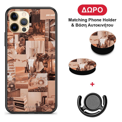 Collage You Can - iPhone 12 Pro θήκη + Δώρο Phone Holder & Βάση Αυτοκινήτου