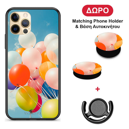 Colorful Balloons - iPhone 12 Pro θήκη + Δώρο Phone Holder & Βάση Αυτοκινήτου