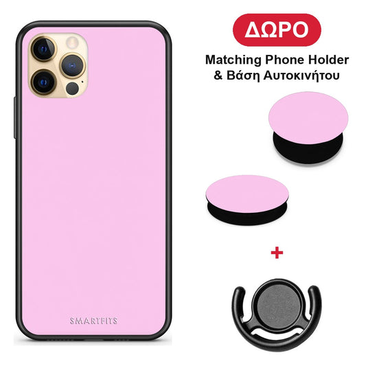 Cotton Candy Pink - iPhone 12 Pro θήκη + Δώρο Phone Holder & Βάση Αυτοκινήτου