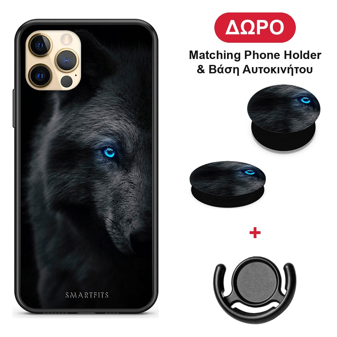 Dark Wolf - iPhone 12 Pro θήκη + Δώρο Phone Holder & Βάση Αυτοκινήτου