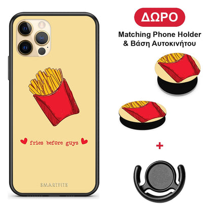 Fries Before Guys - iPhone 12 Pro θήκη + Δώρο Phone Holder & Βάση Αυτοκινήτου