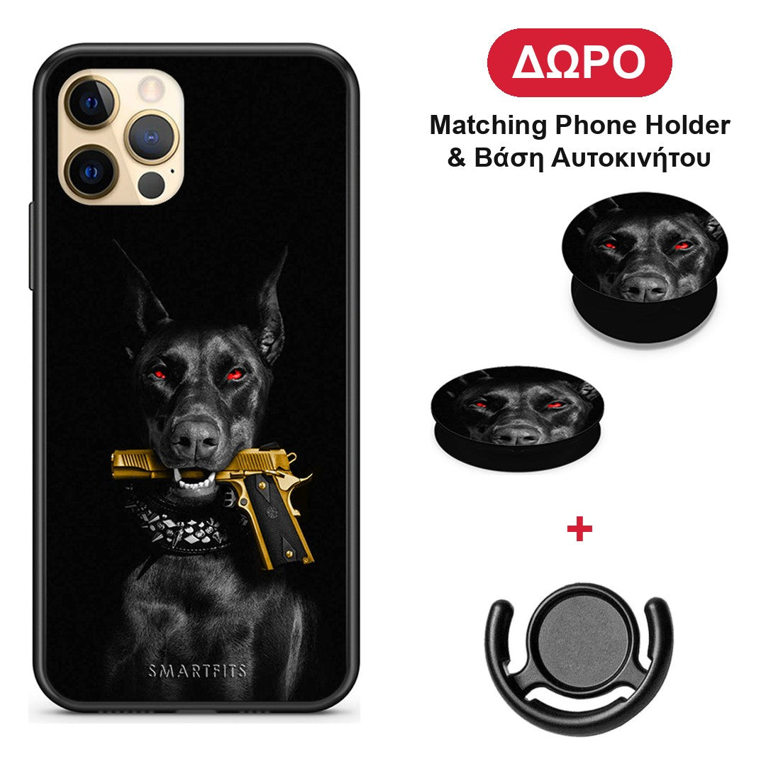 Golden Gun - iPhone 12 Pro θήκη + Δώρο Phone Holder & Βάση Αυτοκινήτου