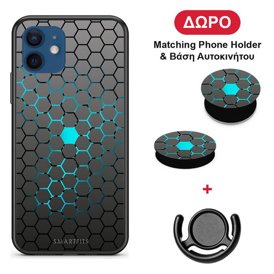 Geometric Hexagonal - iPhone 12 Pro θήκη + Δώρο Phone Holder & Βάση Αυτοκινήτου