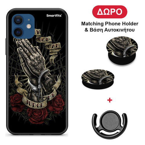 Judge By God - iPhone 12 Pro θήκη + Δώρο Phone Holder & Βάση Αυτοκινήτου