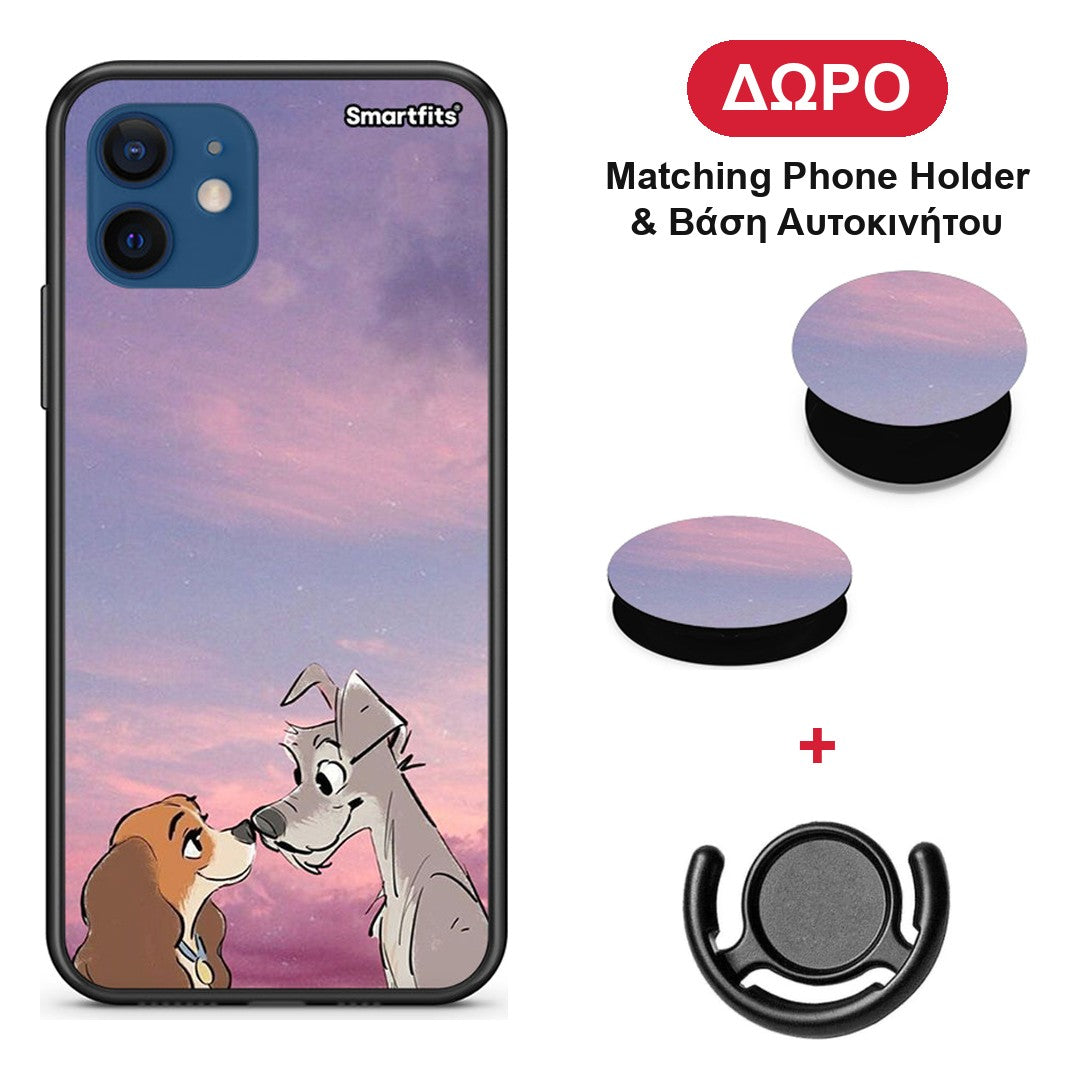 Lady And Tramp - iPhone 12 Pro θήκη + Δώρο Phone Holder & Βάση Αυτοκινήτου