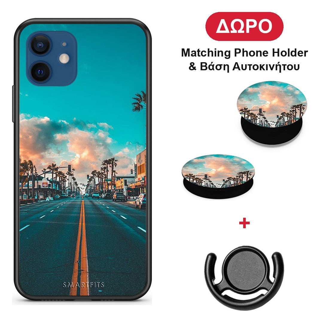 Landscape City - iPhone 12 Pro θήκη + Δώρο Phone Holder & Βάση Αυτοκινήτου