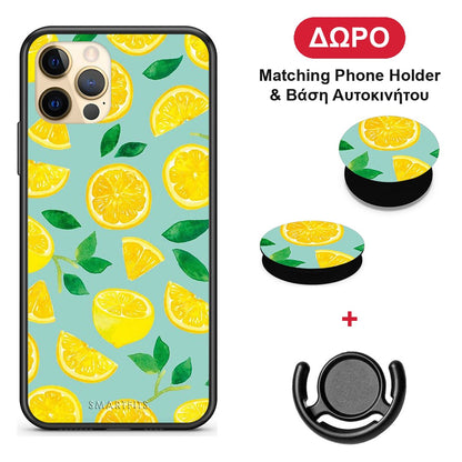 Lemons - iPhone 12 Pro θήκη + Δώρο Phone Holder & Βάση Αυτοκινήτου