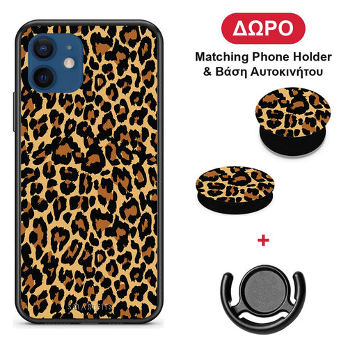 Animal Leopard - iPhone 12 Pro θήκη + Δώρο Phone Holder & Βάση Αυτοκινήτου