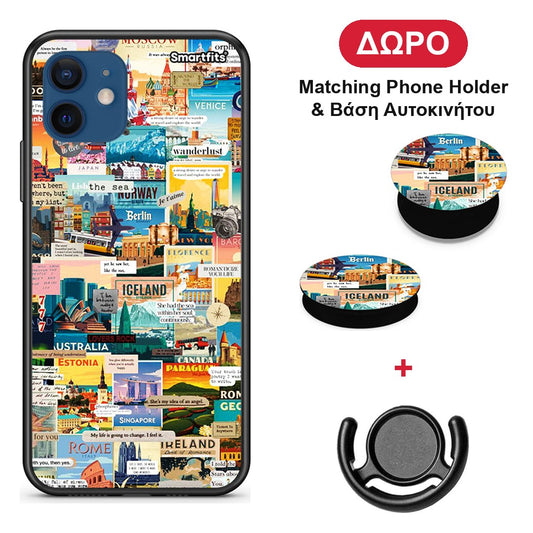 Live To Travel - iPhone 12 Pro θήκη + Δώρο Phone Holder & Βάση Αυτοκινήτου