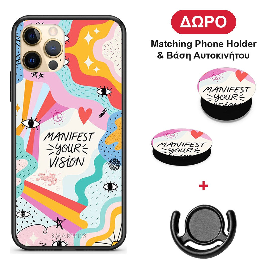 Manifest Your Vision - iPhone 12 Pro θήκη + Δώρο Phone Holder & Βάση Αυτοκινήτου