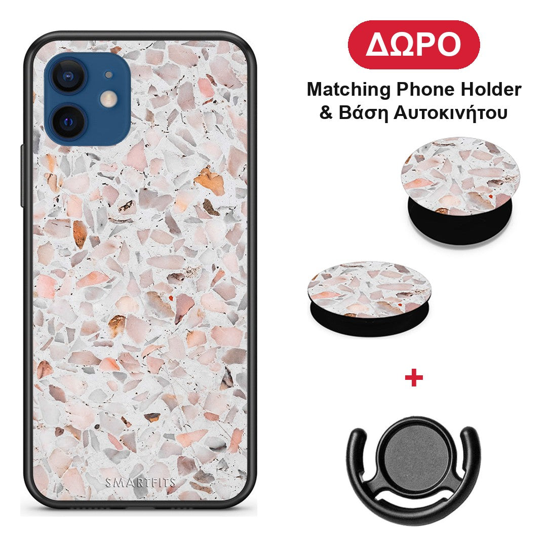 Marble Terrazzo - iPhone 12 Pro θήκη + Δώρο Phone Holder & Βάση Αυτοκινήτου