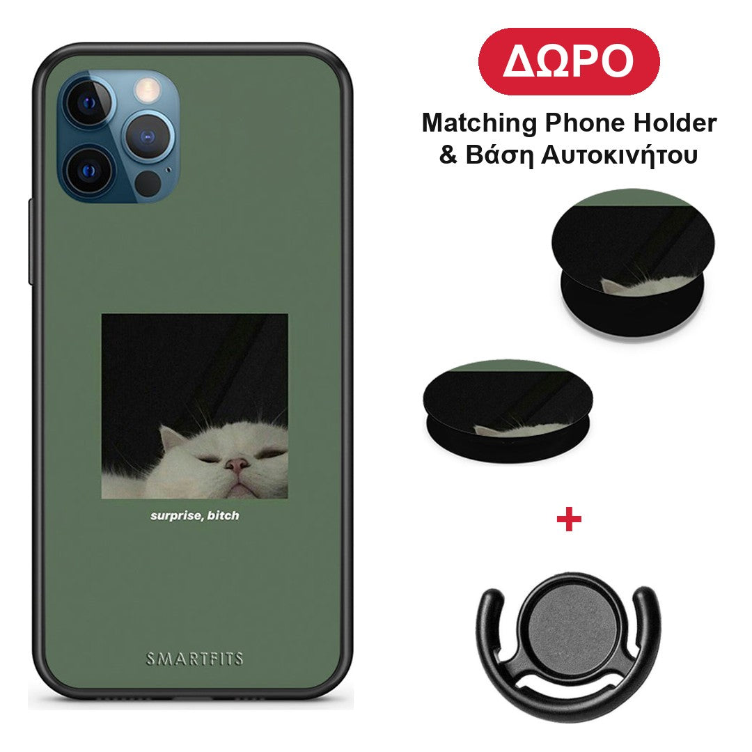 Bitch Surprise - iPhone 12 Pro Max θήκη + Δώρο Phone Holder & Βάση Αυτοκινήτου