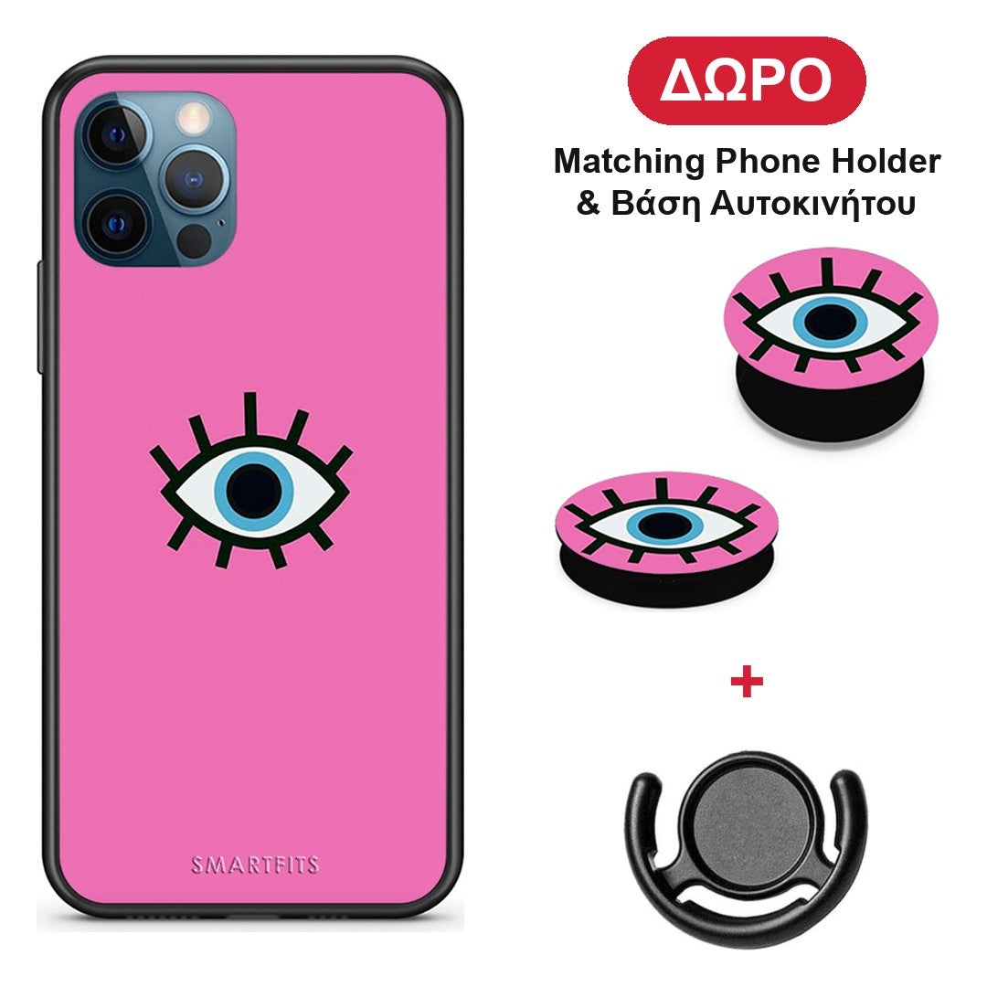 Blue Eye Pink - iPhone 12 Pro Max θήκη + Δώρο Phone Holder & Βάση Αυτοκινήτου