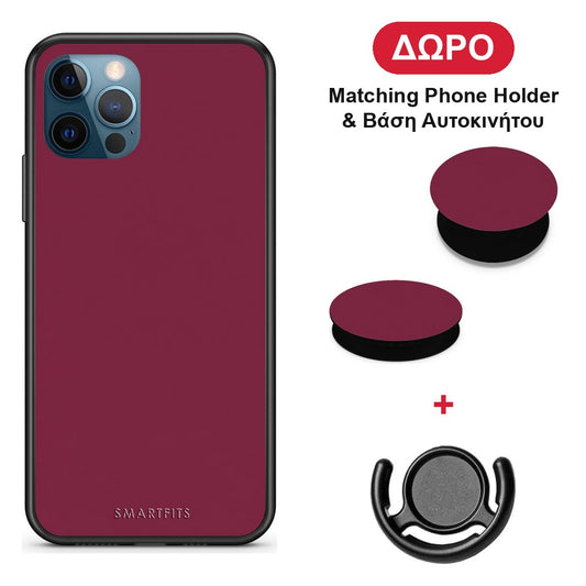 Burgundy - iPhone 12 Pro Max θήκη + Δώρο Phone Holder & Βάση Αυτοκινήτου