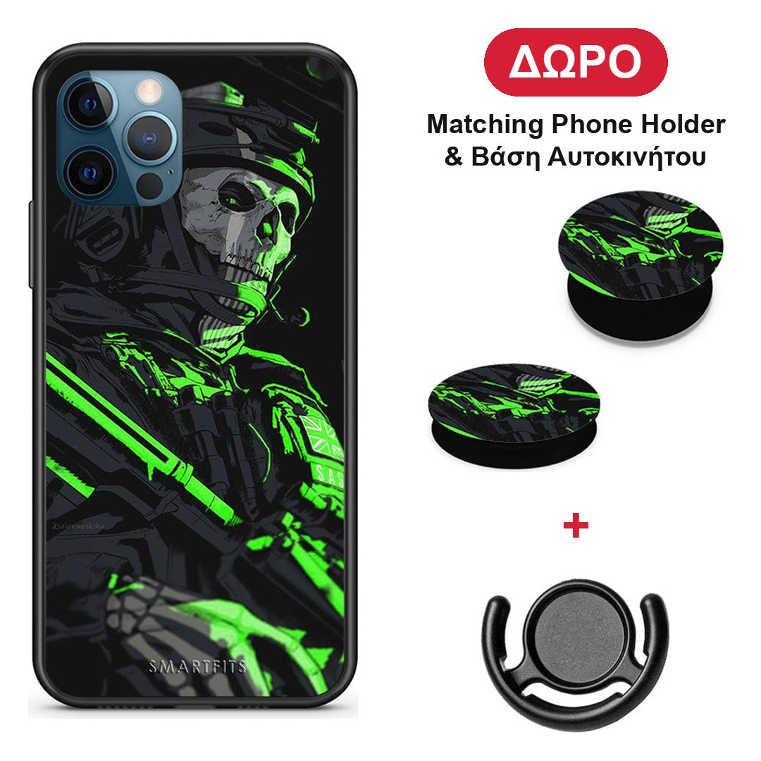Green Soldier - iPhone 12 Pro Max θήκη + Δώρο Phone Holder & Βάση Αυτοκινήτου