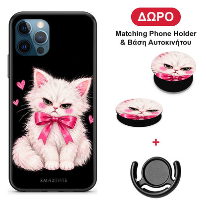 Grumpy Party Kitten on Black - iPhone 12 Pro Max θήκη + Δώρο Phone Holder & Βάση Αυτοκινήτου