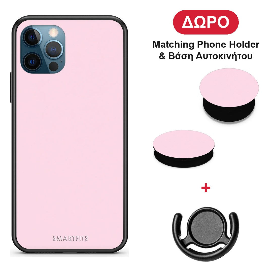 Pale Pink - iPhone 12 Pro Max θήκη + Δώρο Phone Holder & Βάση Αυτοκινήτου