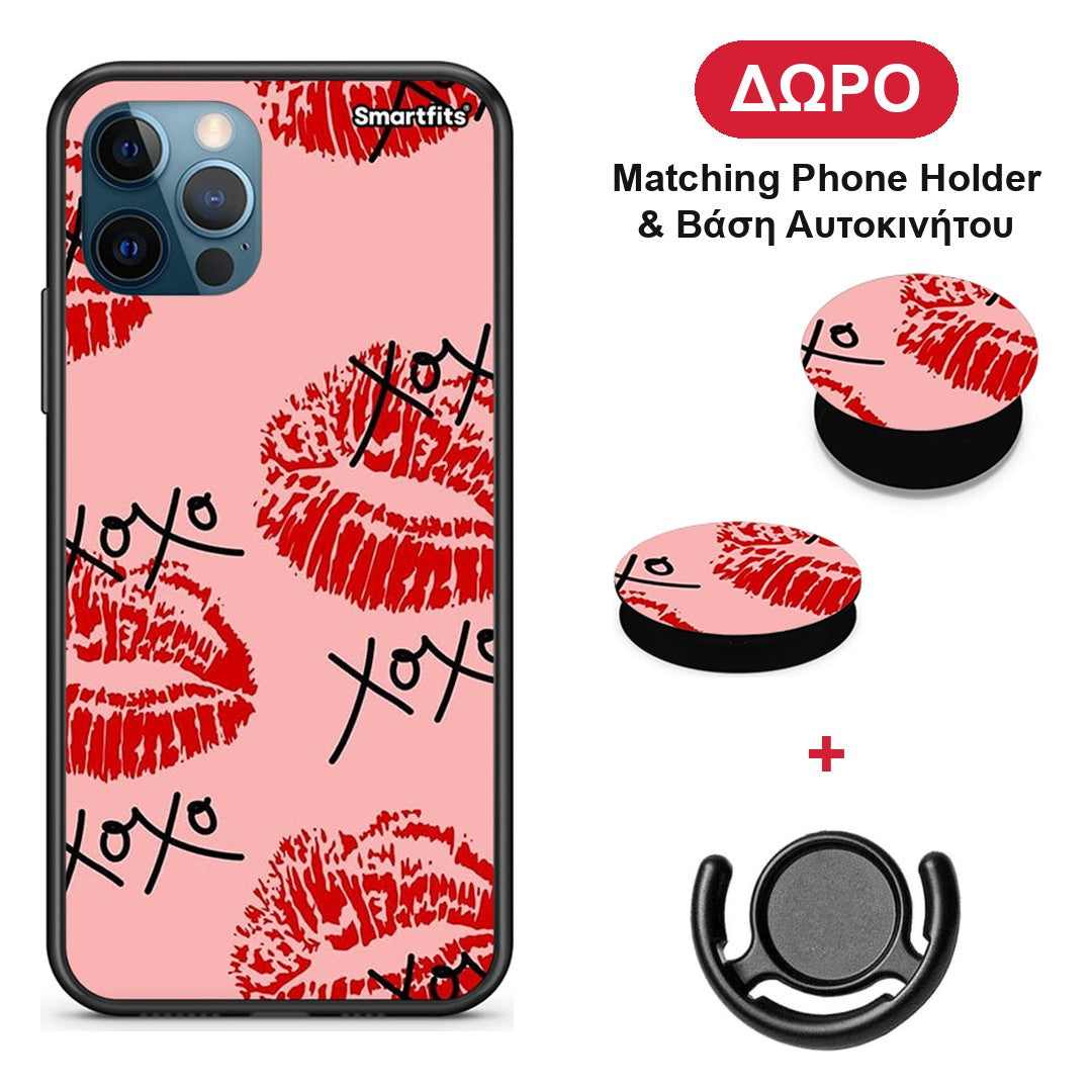 XOXO Lips - iPhone 12 Pro Max θήκη + Δώρο Phone Holder & Βάση Αυτοκινήτου