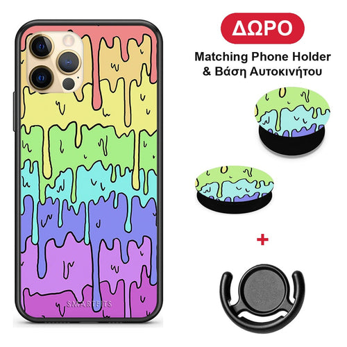 Melting Rainbow - iPhone 12 Pro θήκη + Δώρο Phone Holder & Βάση Αυτοκινήτου