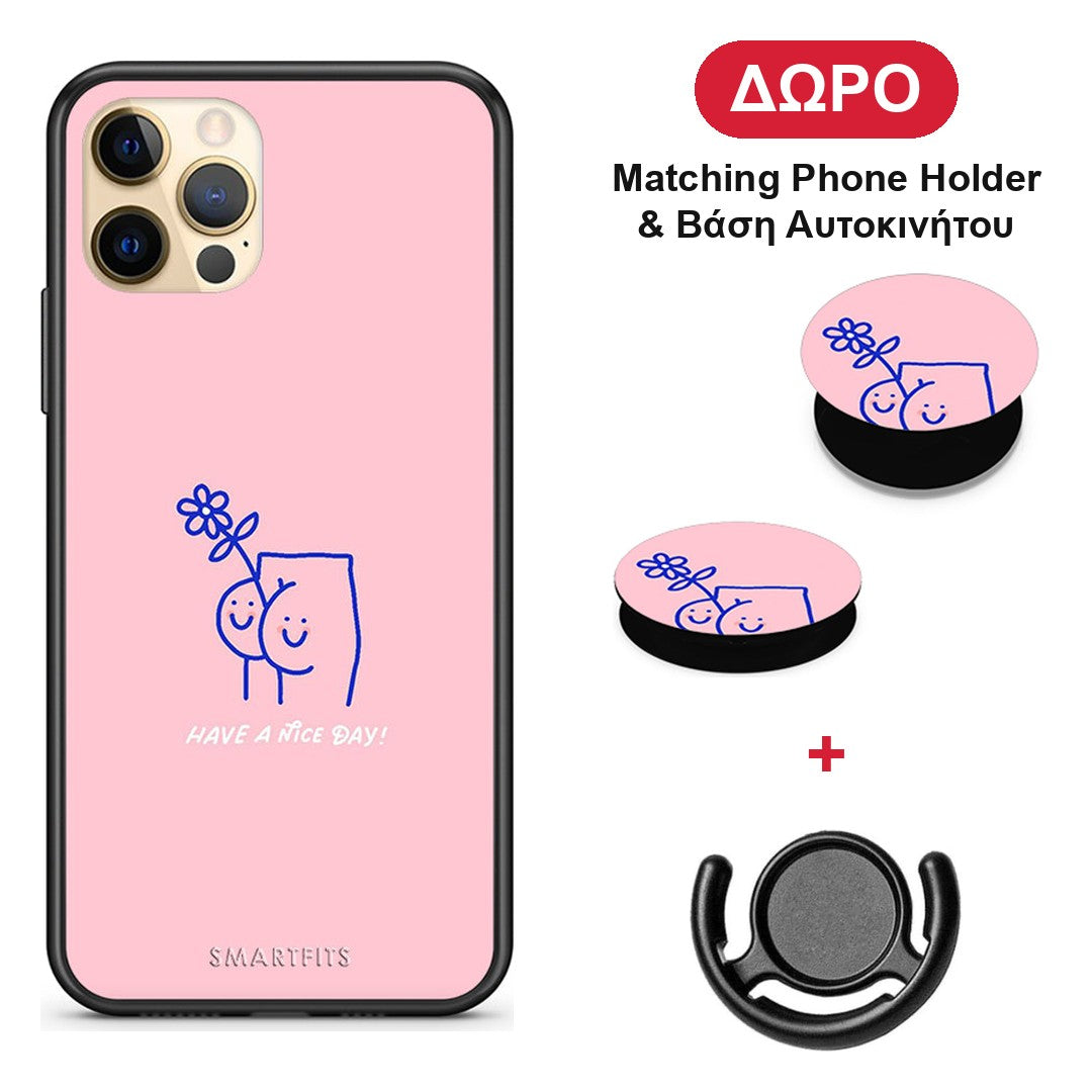 Nice Day - iPhone 12 Pro θήκη + Δώρο Phone Holder & Βάση Αυτοκινήτου