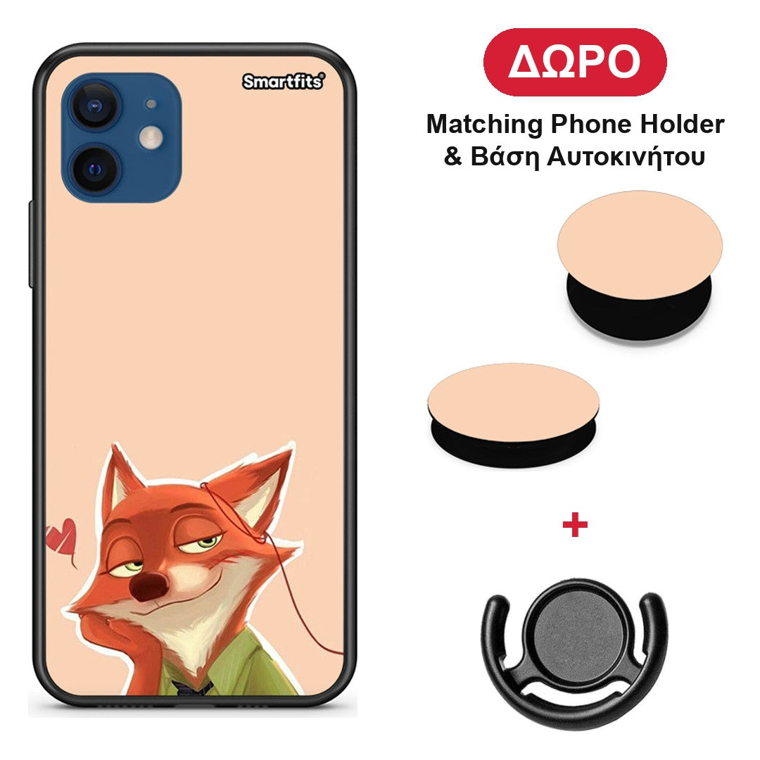 Nick Wilde And Judy Hopps Love 1 - iPhone 12 Pro θήκη + Δώρο Phone Holder & Βάση Αυτοκινήτου