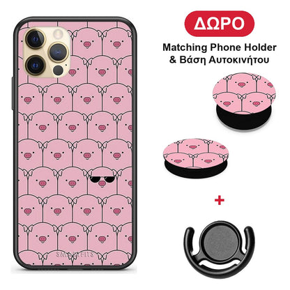 Pig Glasses - iPhone 12 Pro θήκη + Δώρο Phone Holder & Βάση Αυτοκινήτου