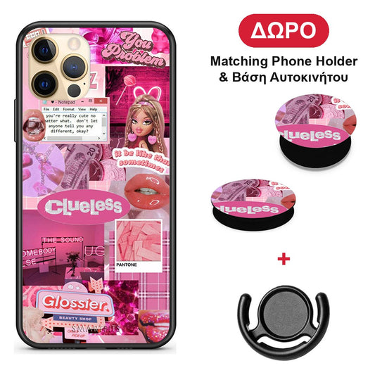 Pink Love - iPhone 12 Pro θήκη + Δώρο Phone Holder & Βάση Αυτοκινήτου