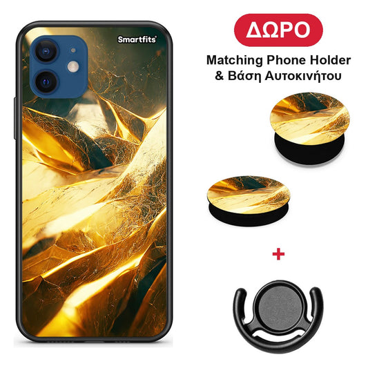 Real Gold - iPhone 12 Pro θήκη + Δώρο Phone Holder & Βάση Αυτοκινήτου