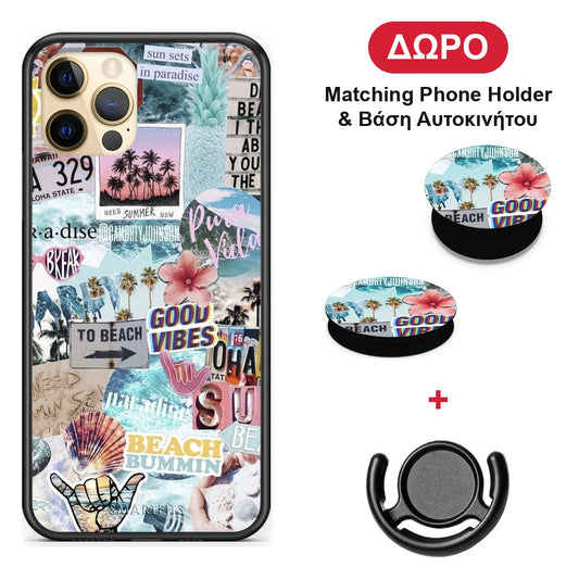 Summer Vibes - iPhone 12 Pro θήκη + Δώρο Phone Holder & Βάση Αυτοκινήτου