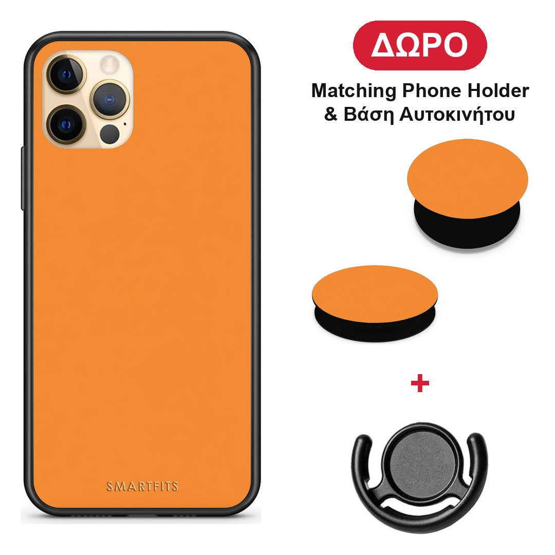 Tangerine Orange - iPhone 12 Pro θήκη + Δώρο Phone Holder & Βάση Αυτοκινήτου