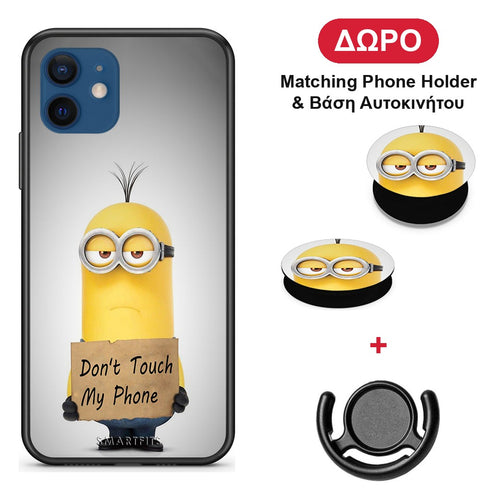 Text Minion - iPhone 12 Pro θήκη + Δώρο Phone Holder & Βάση Αυτοκινήτου