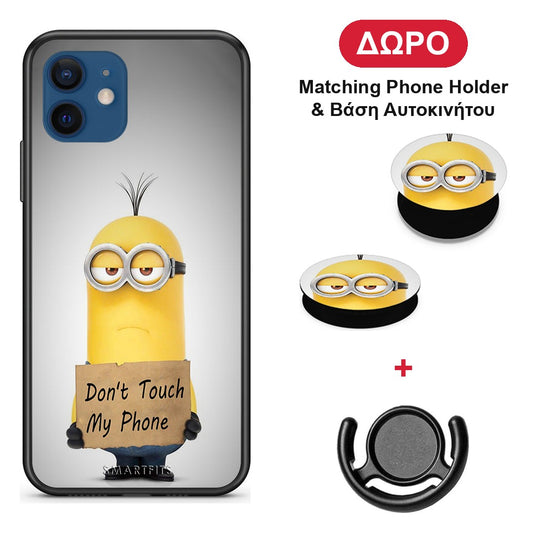 Text Minion - iPhone 12 Pro θήκη + Δώρο Phone Holder & Βάση Αυτοκινήτου