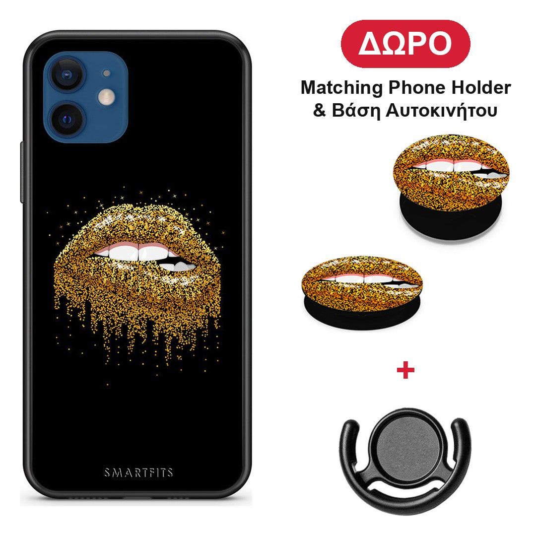 Valentine Golden - iPhone 12 Pro θήκη + Δώρο Phone Holder & Βάση Αυτοκινήτου