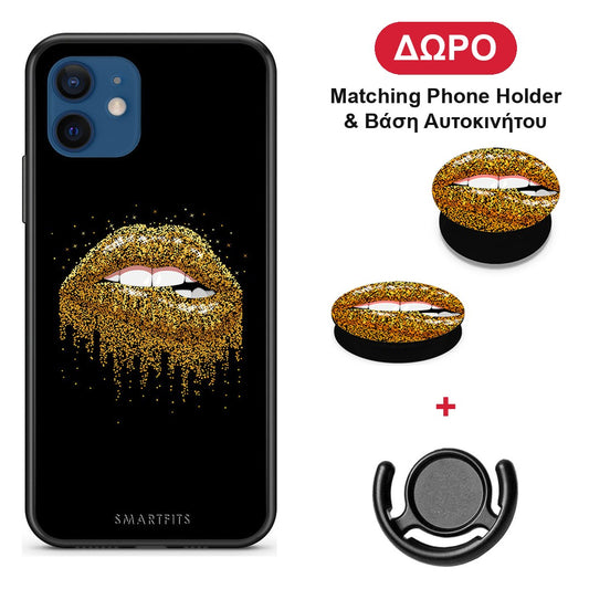 Valentine Golden - iPhone 12 Pro θήκη + Δώρο Phone Holder & Βάση Αυτοκινήτου