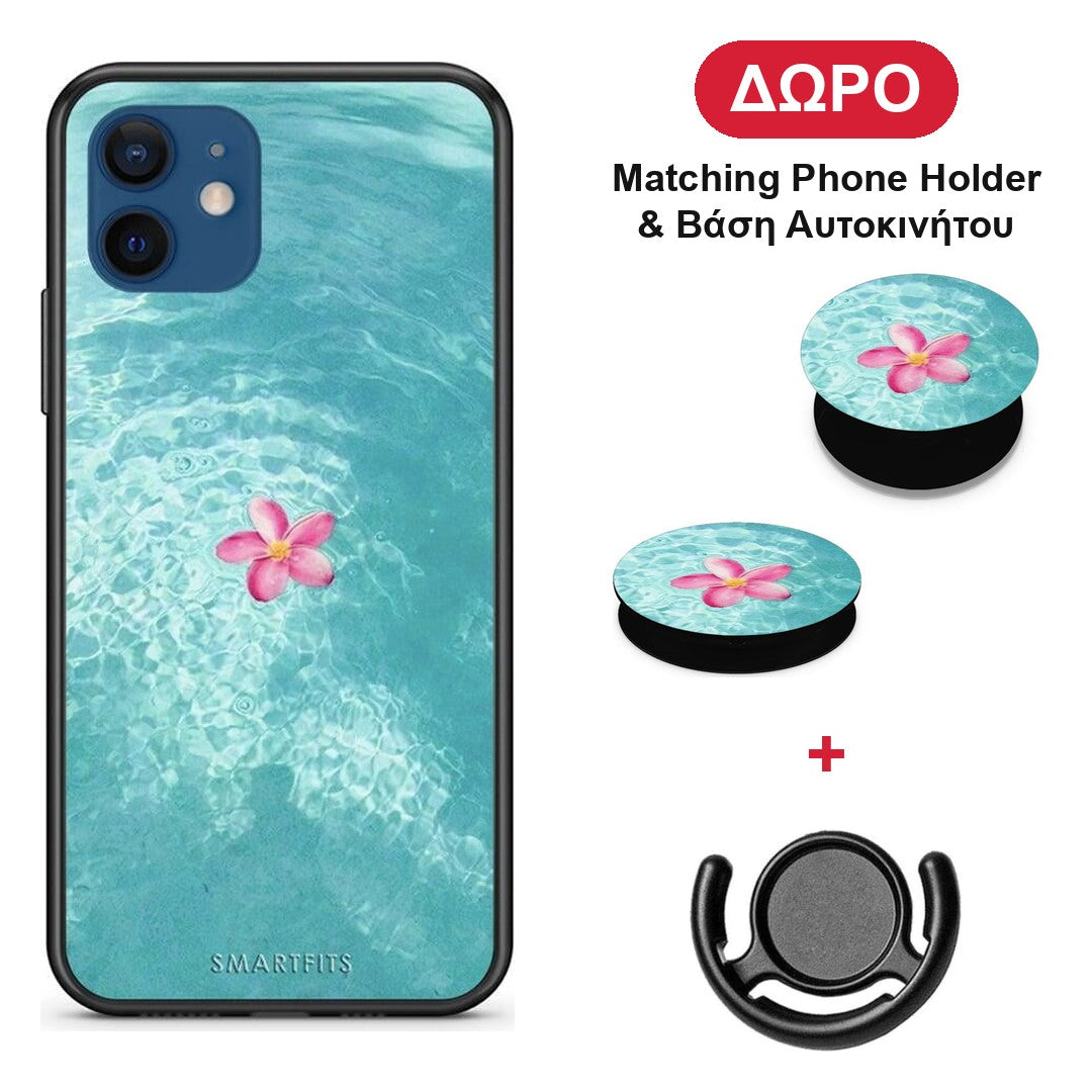 Water Flower - iPhone 12 Pro θήκη + Δώρο Phone Holder & Βάση Αυτοκινήτου