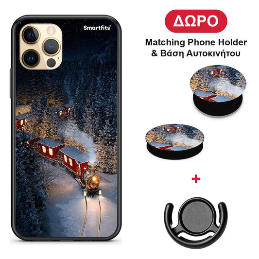 Xmas Train - iPhone 12 Pro θήκη + Δώρο Phone Holder & Βάση Αυτοκινήτου