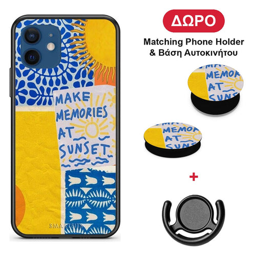 Sunset Memories - iPhone 12 θήκη + Δώρο Phone Holder & Βάση Αυτοκινήτου