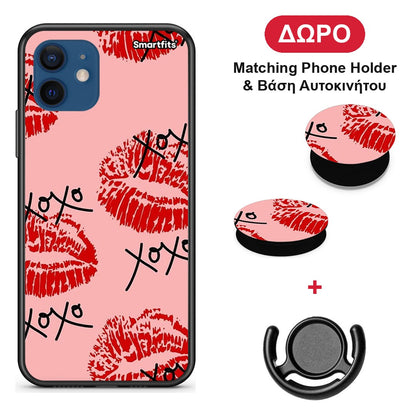 XOXO Lips - iPhone 12 θήκη + Δώρο Phone Holder & Βάση Αυτοκινήτου