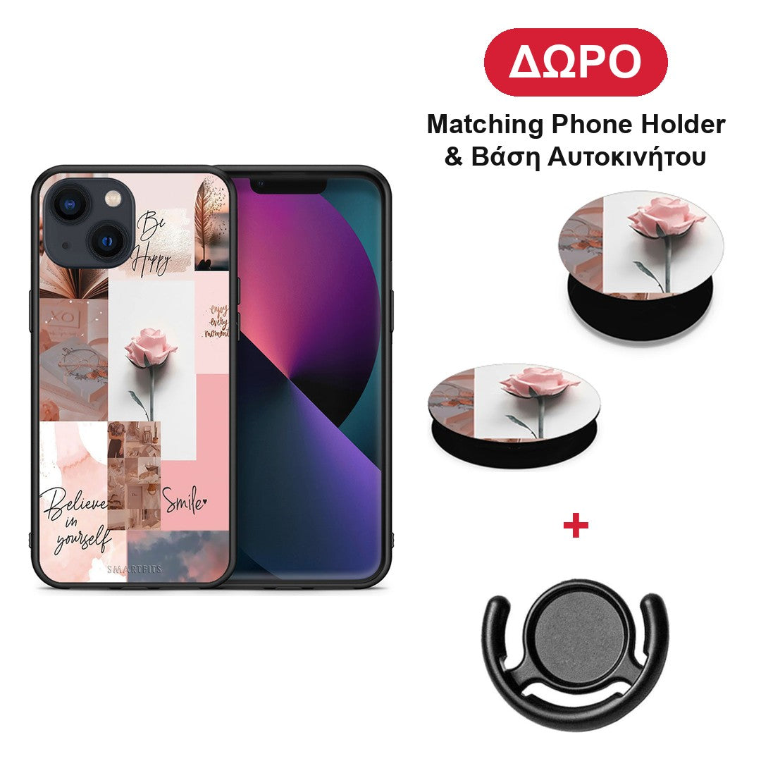 Aesthetic Collage - iPhone 13 θήκη + Δώρο Phone Holder & Βάση Αυτοκινήτου